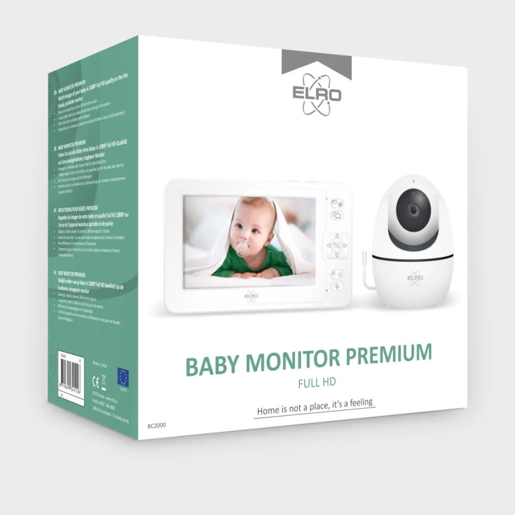 ELRO Baby Monitor Premium 1080P Full Hd Babyfoon Met 12,7 Cm Scherm (Bc2000)