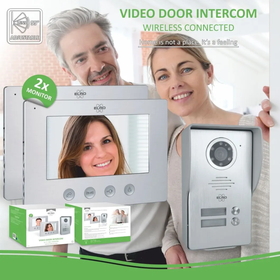 ELRO Bedraad Color Night Vision Deur Intercom Systeem Met Video – Twee Monitors (Dv477W2)