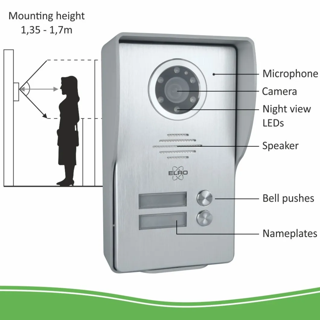 ELRO Bedraad Color Night Vision Deur Intercom Systeem Met Video – Twee Monitors (Dv477W2)