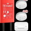 ELRO Brandpreventieset - 2X Rookmelder Met 5 Jaar Batterij En Magneetmontage - Co Melder Met 10 Jaar Sensor - Blusdeken Hardcover 1,2M X 1,2M (Ff0404)
