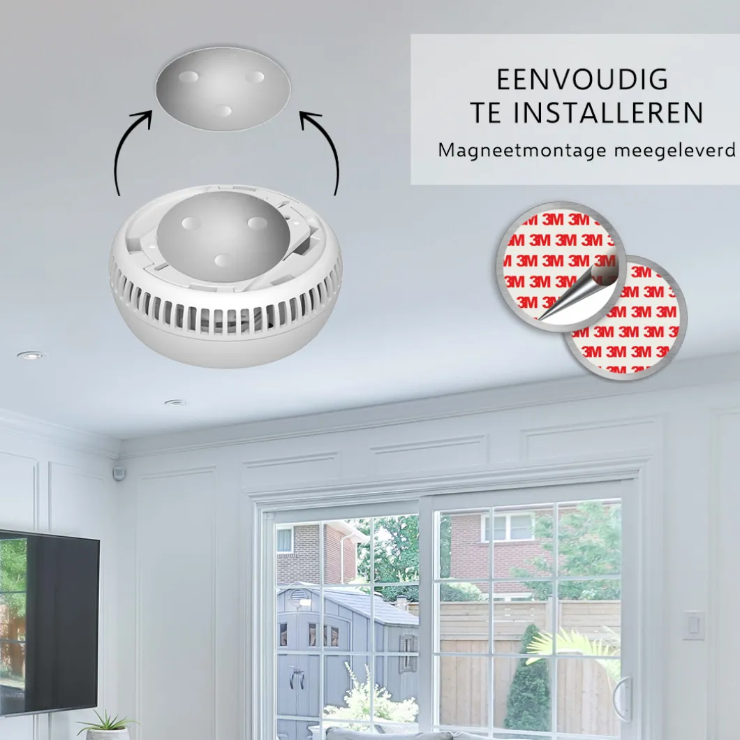 ELRO Brandpreventieset - 2X Rookmelder Met 5 Jaar Batterij En Magneetmontage - Co Melder Met 10 Jaar Sensor - Blusdeken Hardcover 1,2M X 1,2M (Ff0404)