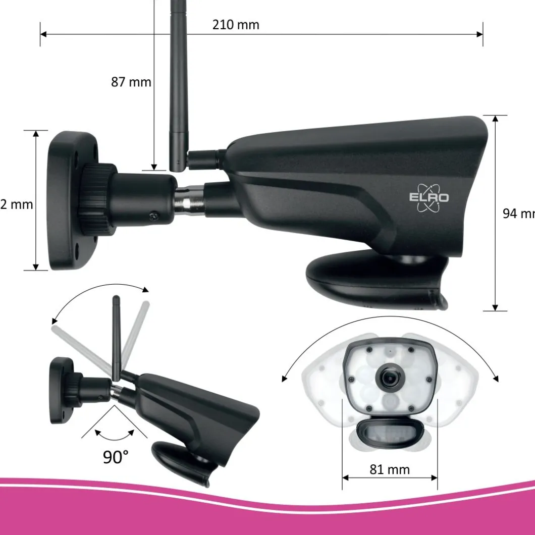 ELRO Color Night Vision Beveiligingscamera Set Met 9" Scherm En App (Cz60Rip)