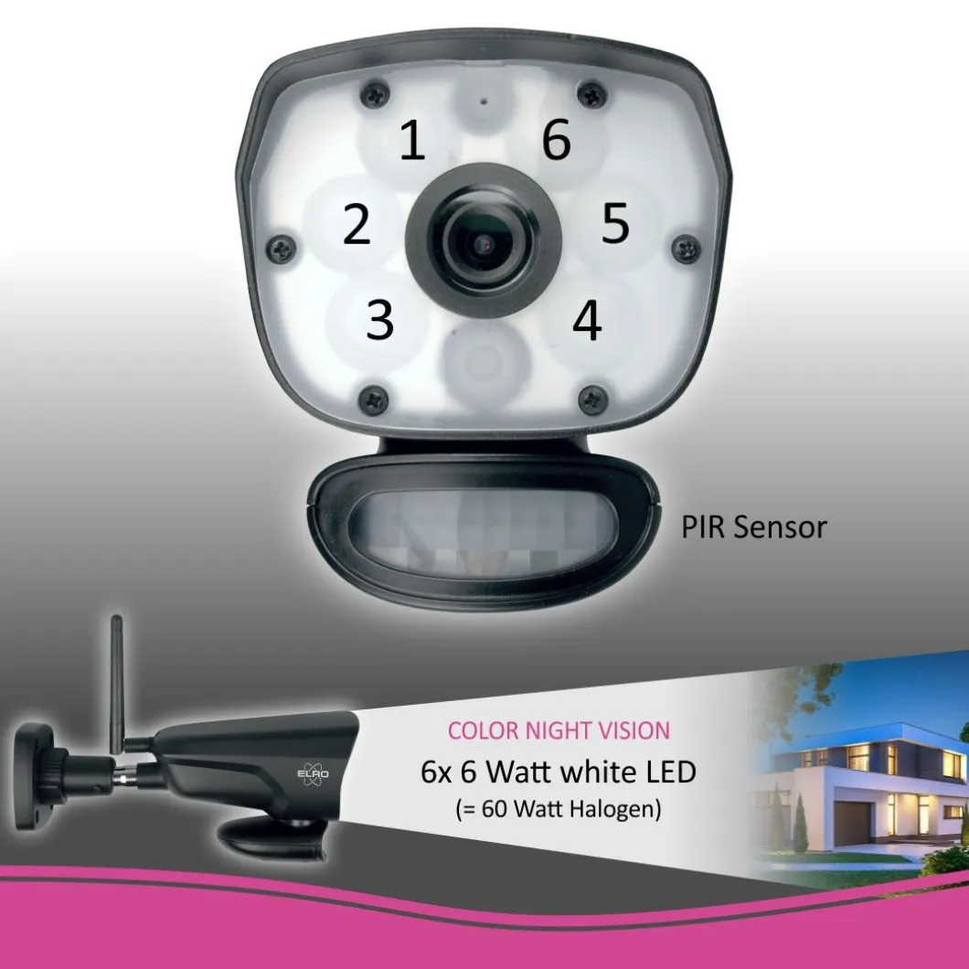 ELRO Color Night Vision Beveiligingscamera Set Met 9" Scherm En App (Cz60Rip)