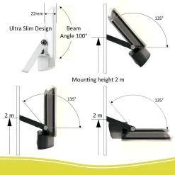 ELRO Design Led Buitenlamp Met Bewegingsmelder 20W - Zwart (Lf5020P)