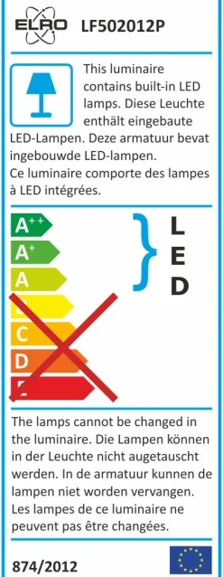 ELRO Design Led Buitenlamp Met Bewegingsmelder 20W - Zwart (Lf5020P)