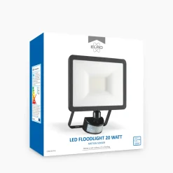 ELRO Design Led Buitenlamp Met Bewegingssensor - 20W – 1600Lm – Ip54 Waterdicht - Zwart (Lf60-20-P-B)