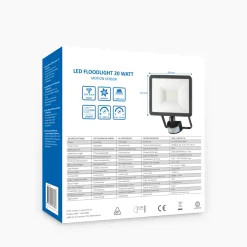 ELRO Design Led Buitenlamp Met Bewegingssensor - 20W – 1600Lm – Ip54 Waterdicht - Zwart (Lf60-20-P-B)