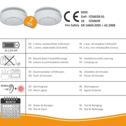 ELRO Draadloos Koppelbare Rookmelder - Met Hittesensor - Voldoet Aan Europese Norm En14604 - 6 Stuks (Fz5002R)