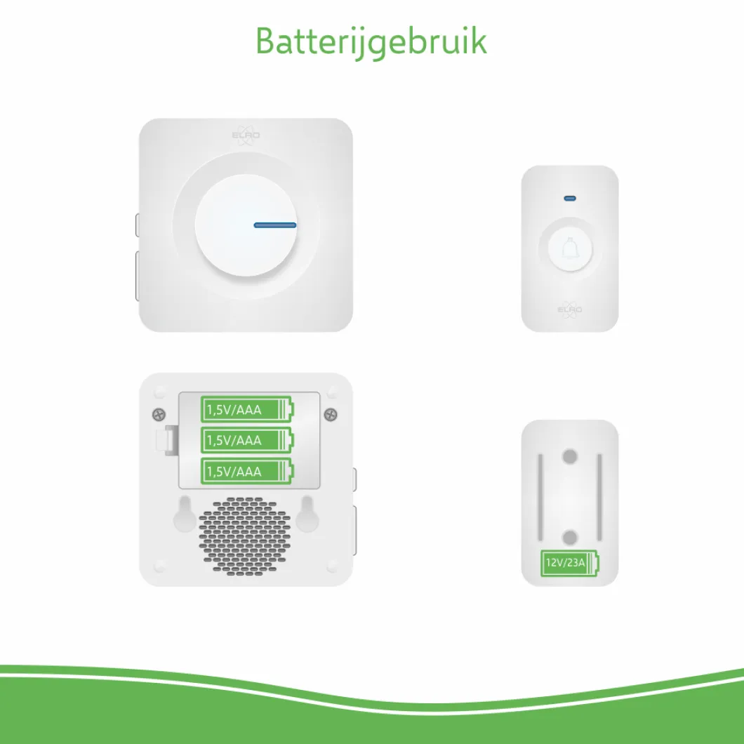 ELRO Draadloze Deurbel Set – Met Ontvanger Op Batterij - Wit (Db3000-P1C1W)