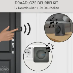 ELRO Draadloze Deurbel Set – Plug-In Ontvanger + Batterij Ontvanger (Db3000Pb-P1C2B)