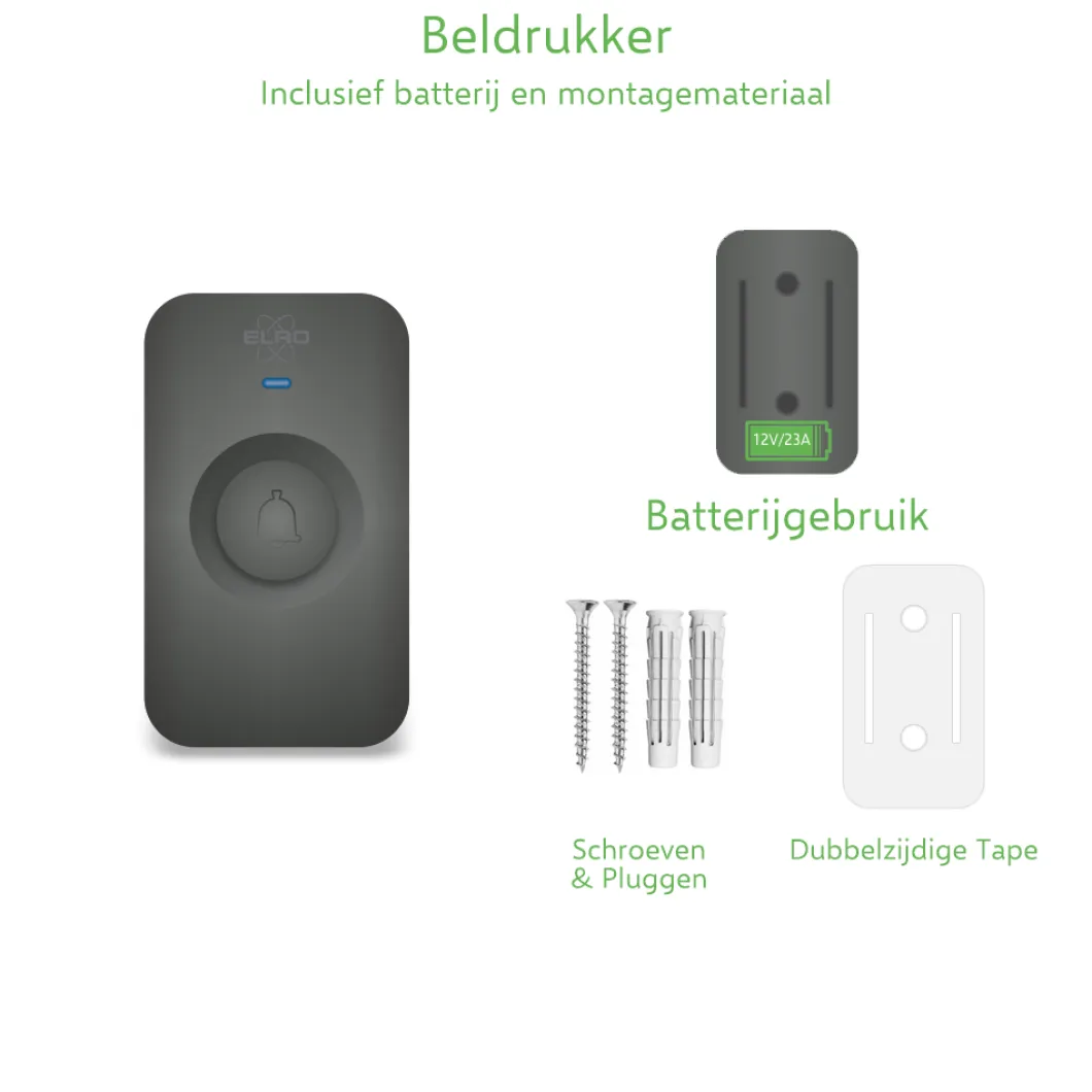 ELRO Draadloze Deurbel Set – Plug-In Ontvanger + Batterij Ontvanger (Db3000Pb-P1C2B)