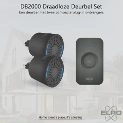 ELRO Draadloze Deurbel Set – 2X Plug-In Ontvanger (Db2000Pl-P1C2B)