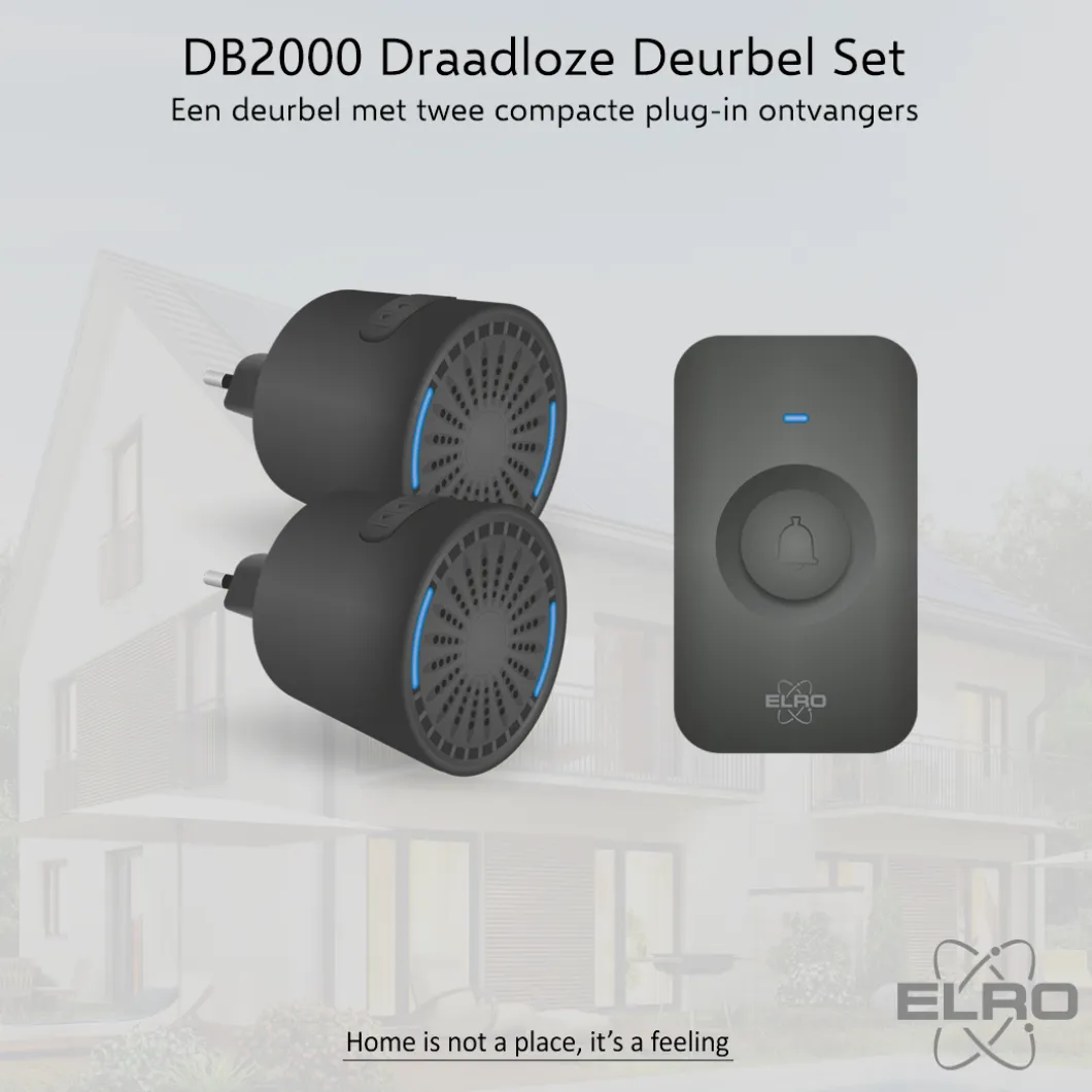 ELRO Draadloze Deurbel Set – 2X Plug-In Ontvanger (Db2000Pl-P1C2B)
