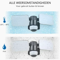 ELRO Duo Led Buitenlamp Met Bewegingssensor – 2X 10W – 1200Lm – Ip54 Waterdicht - Zwart (Lf70-20-P)