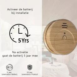 ELRO Rookmelder Met Hout Look En 5 Jaar Batterij - 2-Pack (Fs1605)