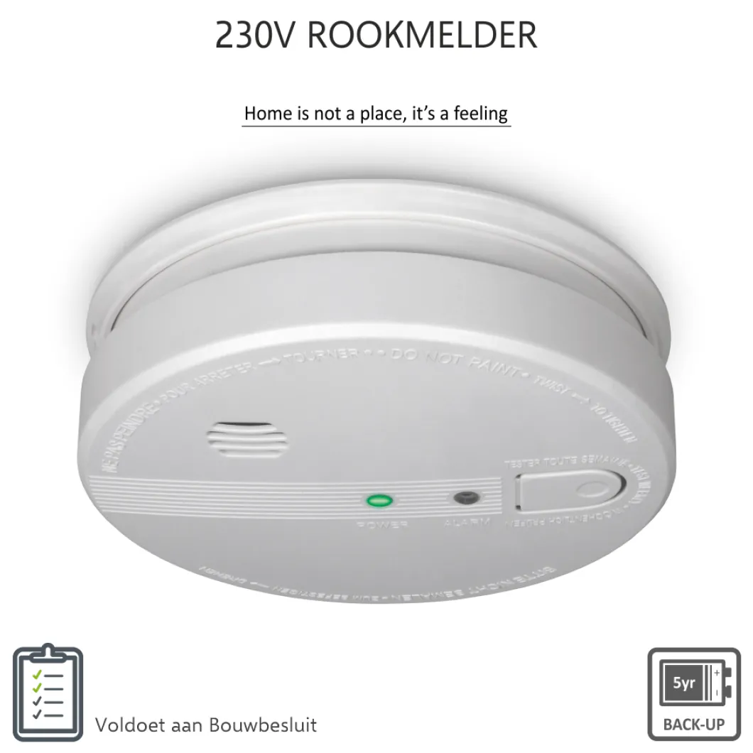 ELRO Rookmelder 230V Koppelbaar - 5 Jaar Back-Up Batterij (Fs1105P)