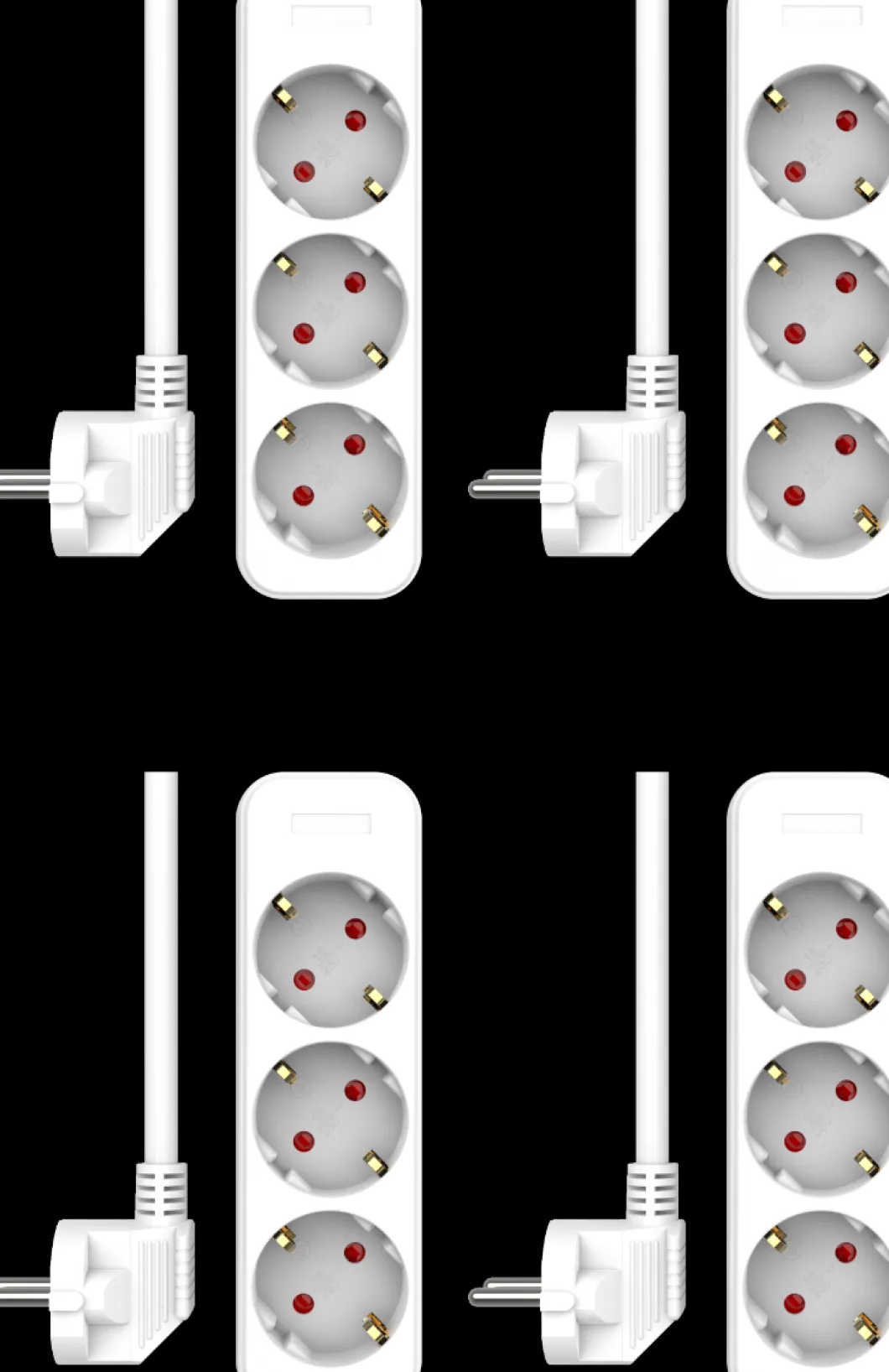ELRO Stekkerdoos 3-Voudig Met 1,5M Snoer – Kinderbeveiliging – Randaarde Stekker – Max. 3680W – Tuv Getest | 4-Pack (Es103)