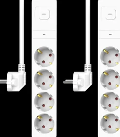 ELRO Stekkerdoos 4-Voudig Met Overspanningsbeveiliging - 1,5M Snoer En Schakelaar – Kinderbeveiliging – Randaarde Stekker – Max. 3680W – Tuv Getest | 2-Pack (Es704)
