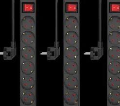 ELRO Stekkerdoos 6-Voudig Met Schakelaar En 1,5M Snoer – Kinderbeveiliging – Randaarde Stekker – Max. 3680W – Tuv Getest | 3-Pack (Es106S)