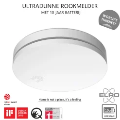 ELRO Ultra Dunne Rookmelder Met 10 Jaar Batterij - Voldoet Aan Europese Norm En14604 - 4-Pack (Fs4610)