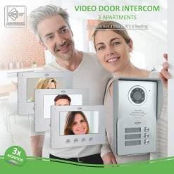 ELRO Video Deur Intercom - 3 Appartementen - Met 3 X 7 Inch Kleurenscherm (Dv477W3)