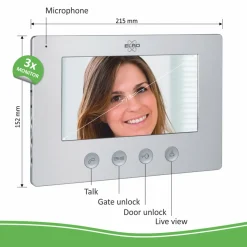 ELRO Video Deur Intercom - 3 Appartementen - Met 3 X 7 Inch Kleurenscherm (Dv477W3)