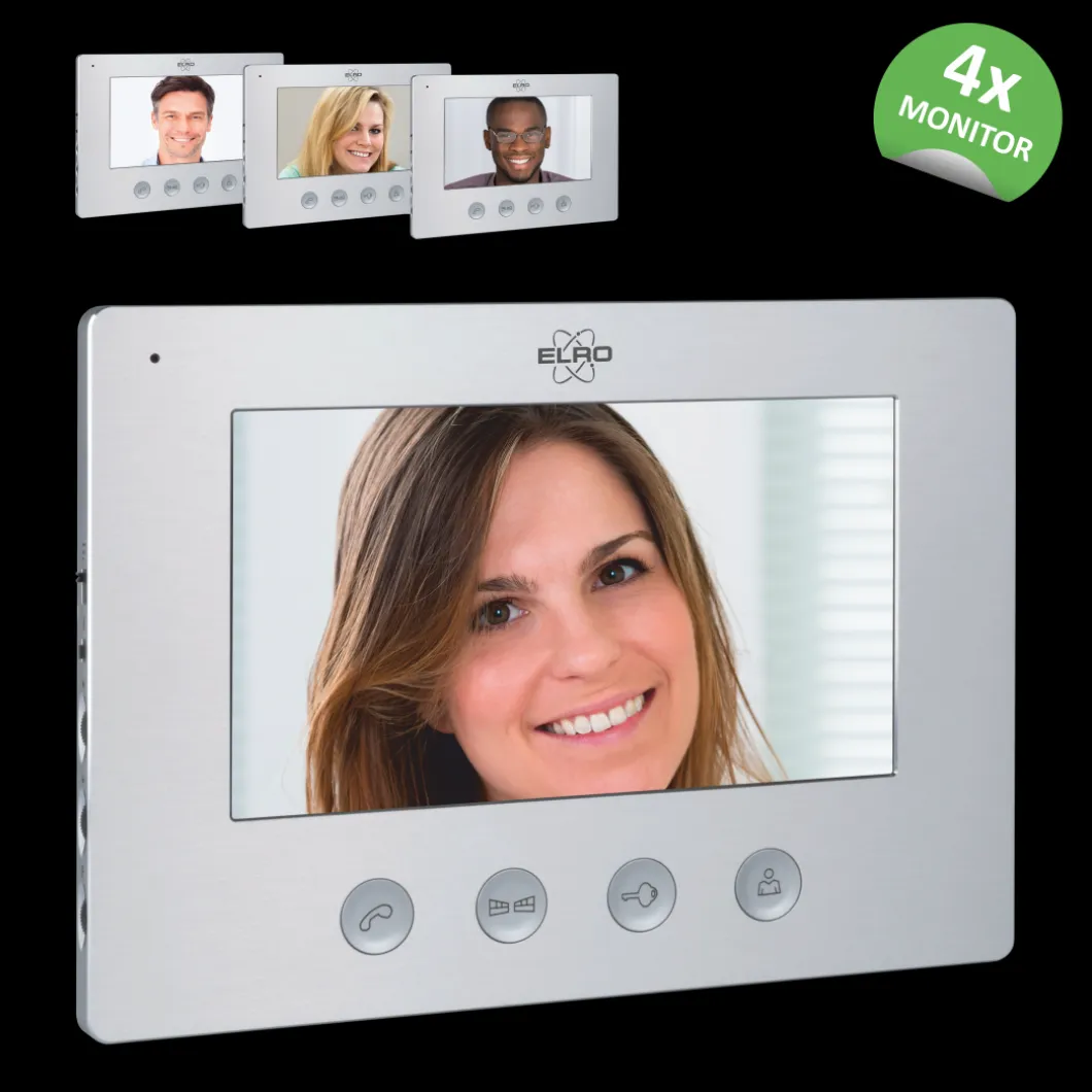 ELRO Video Deur Intercom - 4 Appartementen - Met 4 X 7 Inch Kleurenscherm (Dv477W4)