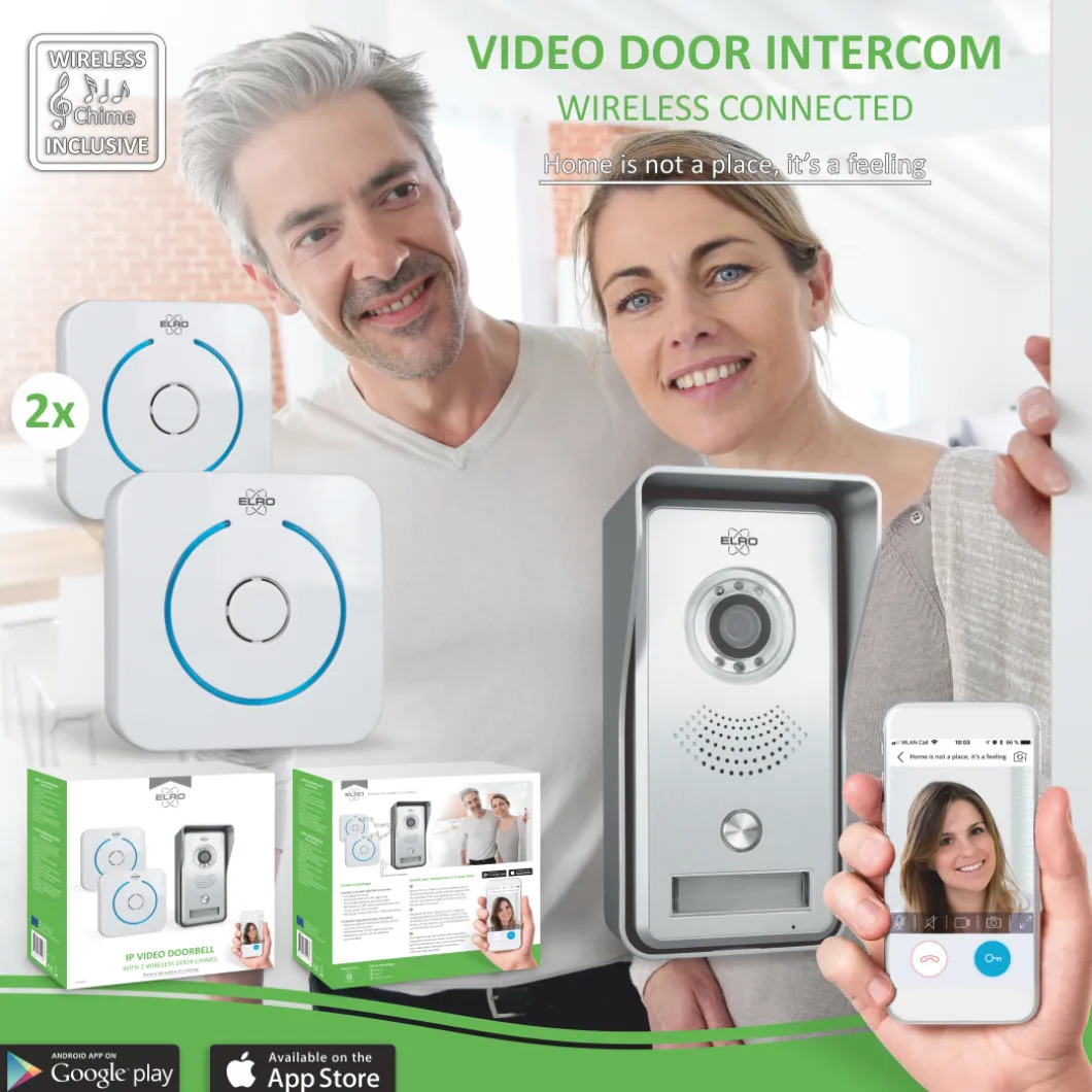 ELRO Wifi Ip Video Deurbel – Met 2X Draadloze Deurgong (Dvc040Ip2)