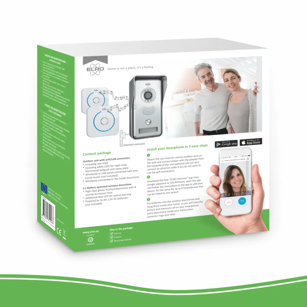 ELRO Wifi Ip Video Deurbel – Met 2X Draadloze Deurgong (Dvc040Ip2)